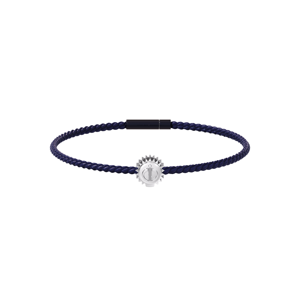Winder of Love Crown 9 Bracelet - 18K White Gold - Navy Blue