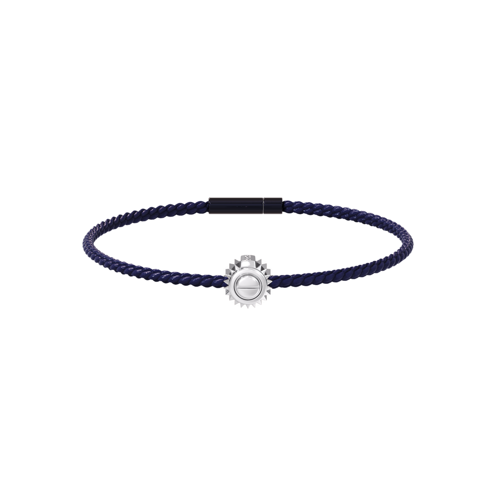 Winder of Love Crown 9 Bracelet - 18K White Gold - Navy Blue
