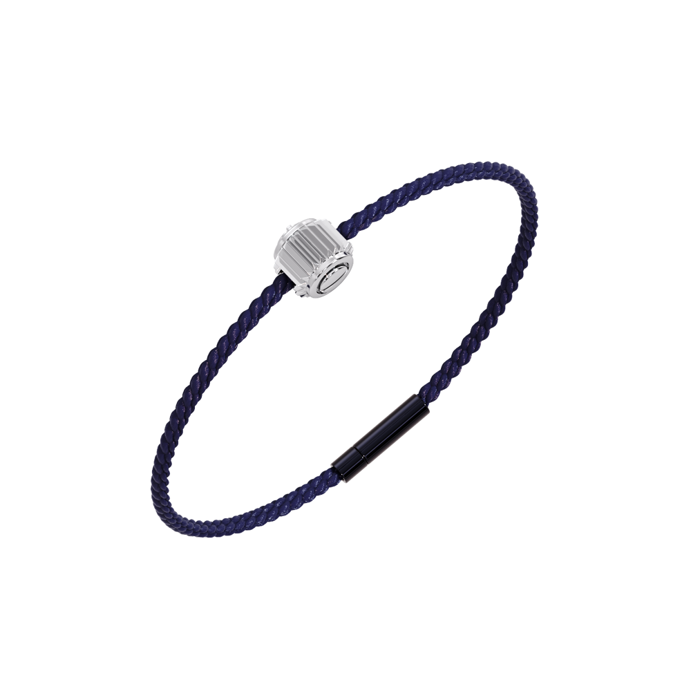 Winder of Love Crown 9 Bracelet - 18K White Gold - Navy Blue