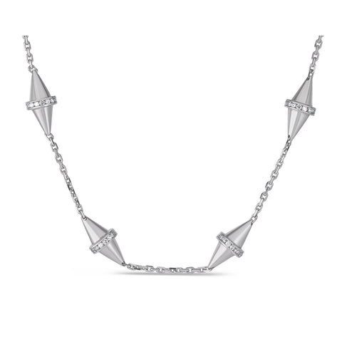 Golden Iconec Necklace With Diamonds, 10 Motifs (White)