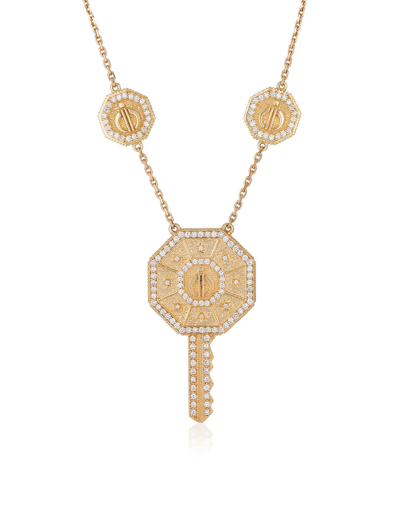 Day & Night Key Necklace in Yellow Gold