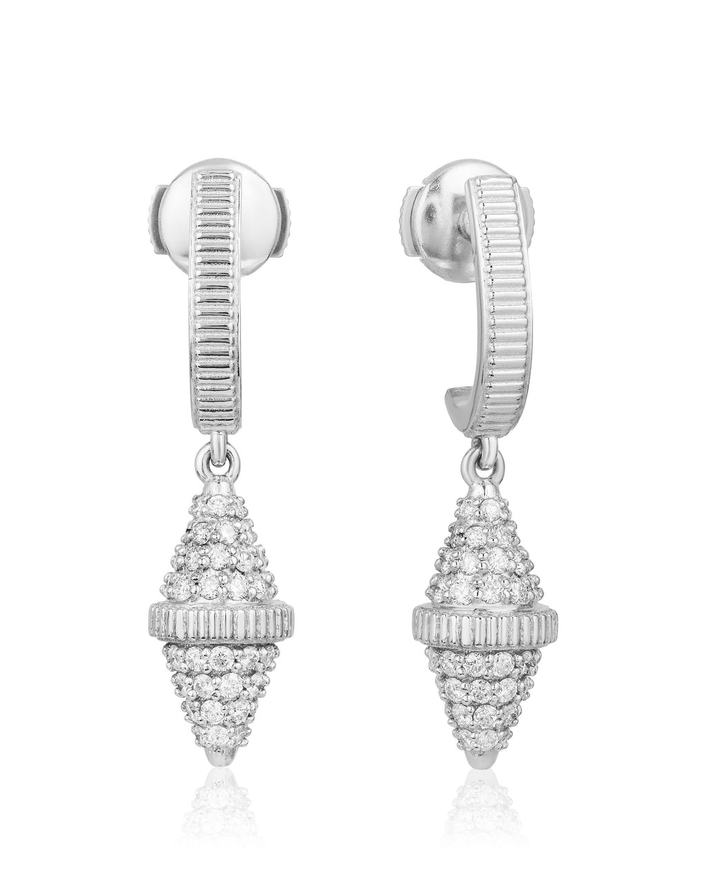 Golden Iconec Earrings with Paved Diamonds (White)
