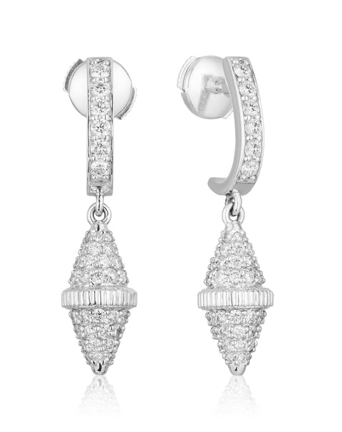 Golden Iconec Earrings with Paved Diamonds (Full, White)
