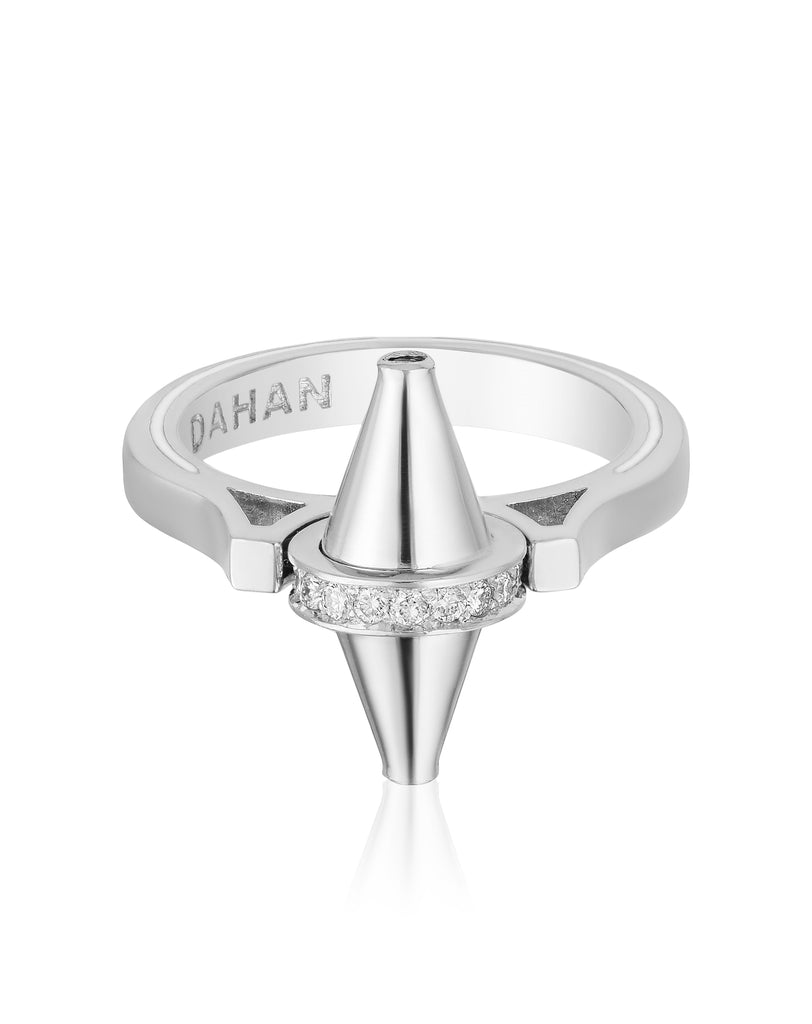 Golden Iconec Ring with Diamonds (White)