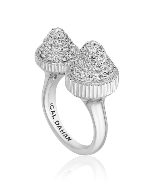 Tresor Iconec Between The Finger Ring with Diamonds (White Gold)