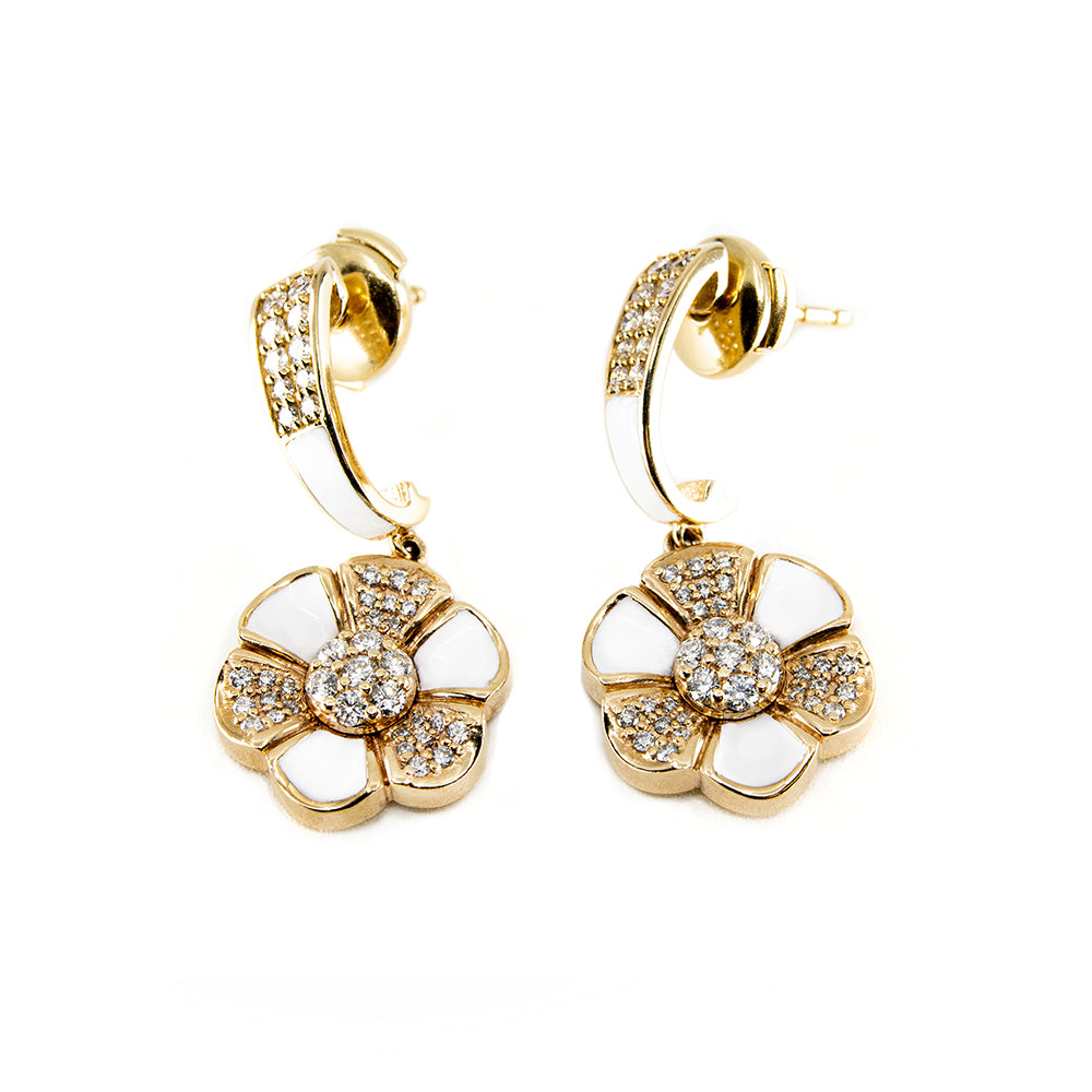 Queen Idoraelle Diamond Petals Earrings (White)