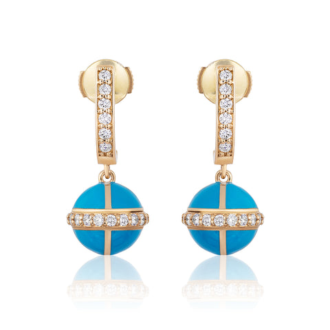 Rising Canopus Drop Earrings with Diamonds (Turquoise)