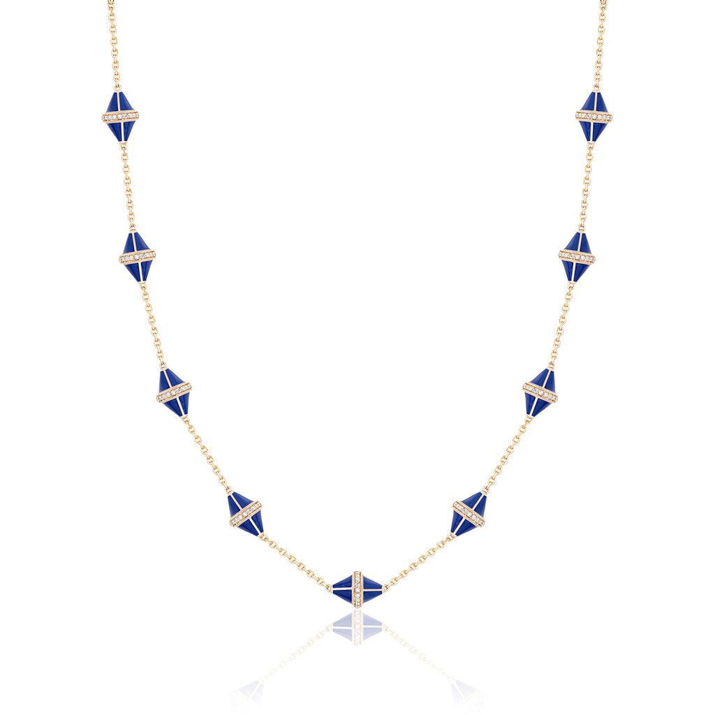 Tresor Iconec Necklace, 10 Motifs and Diamonds  (Blue)