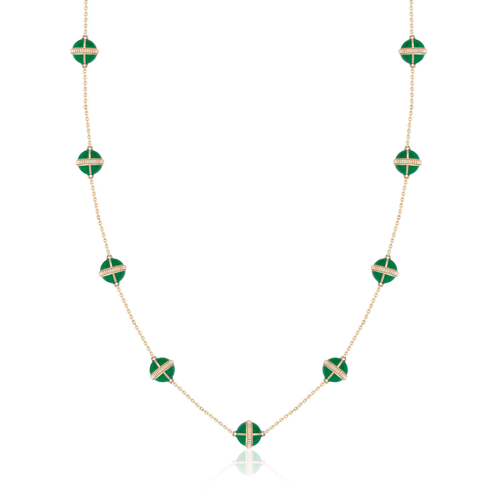 Rising Canopus Necklace, 9 Motifs (Green)