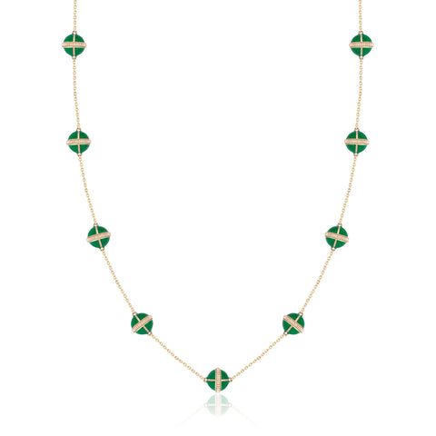 Rising Canopus Necklace, 9 Motifs (Green)