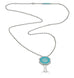 Day & Night Long Key Necklace White Gold with Turquoise Enamel