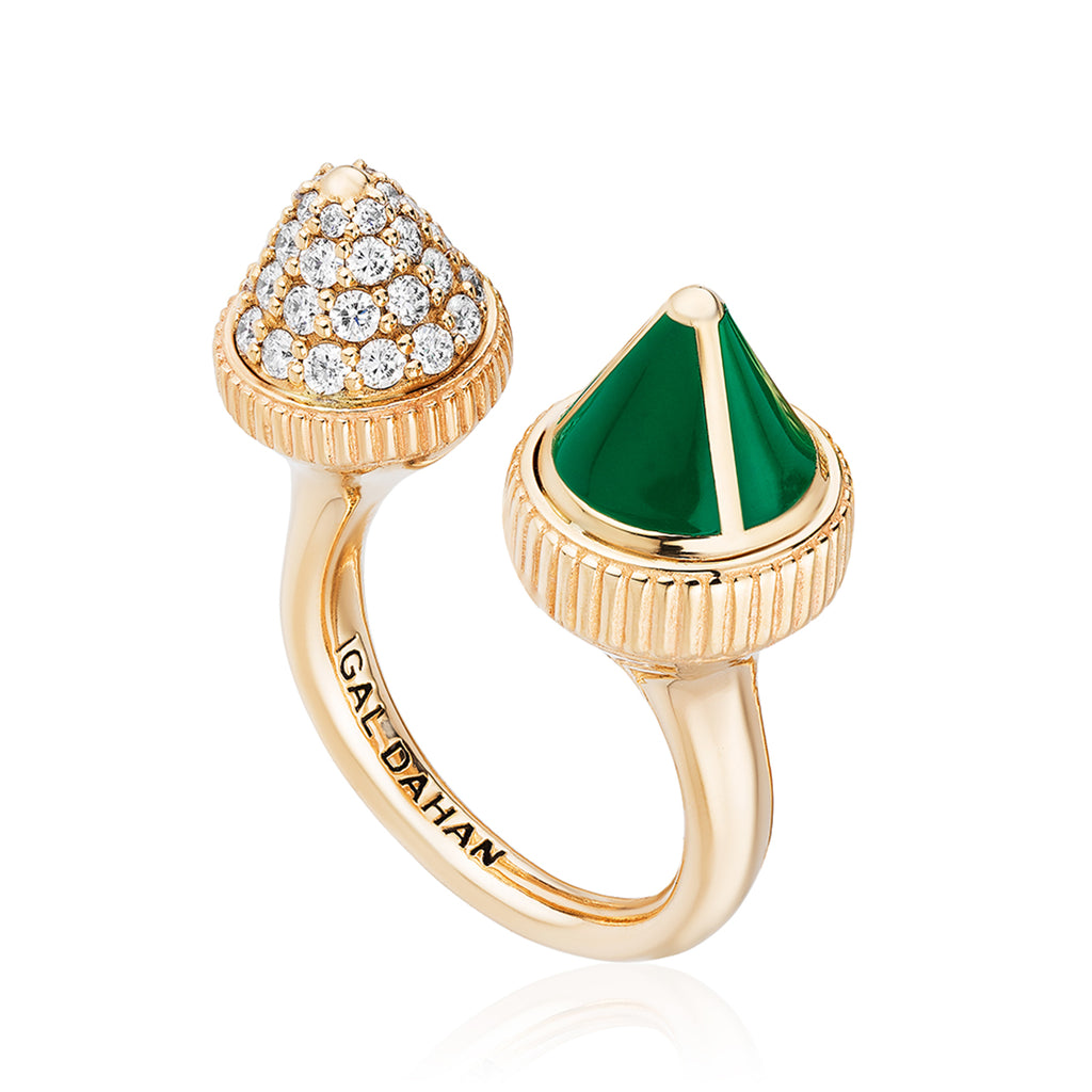 Tresor Iconec Between The Finger Ring with Diamonds (Green)
