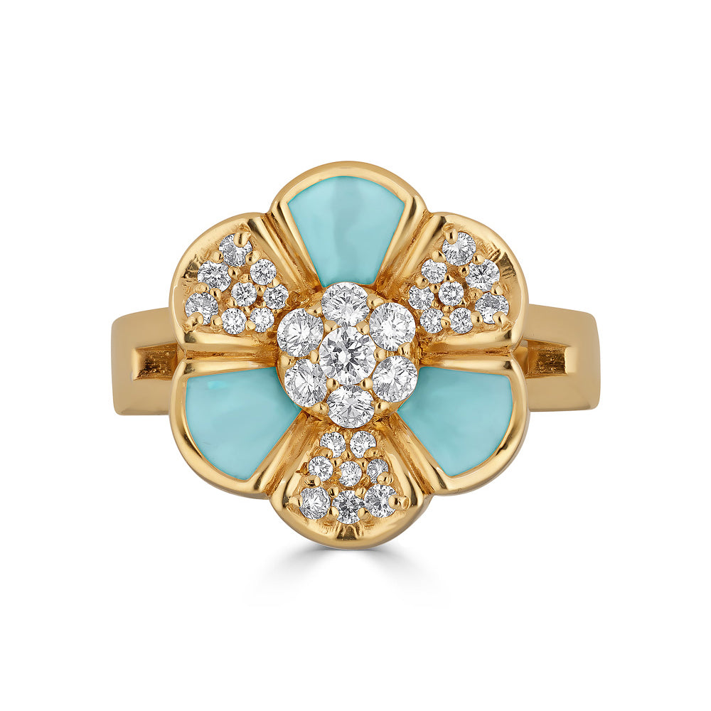 Queen Idoraelle Diamond Petal Ring (Turquoise)