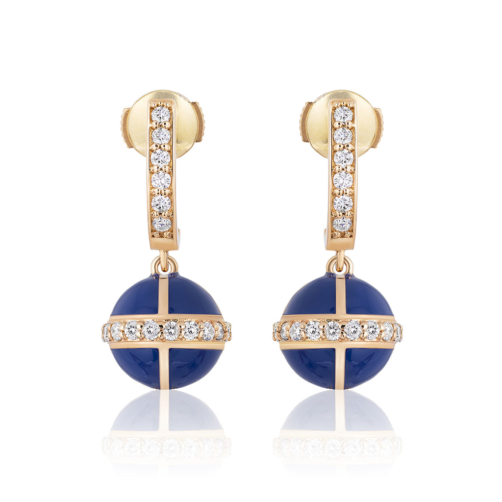 Rising Canopus Drop Earrings with Diamonds (Blue)